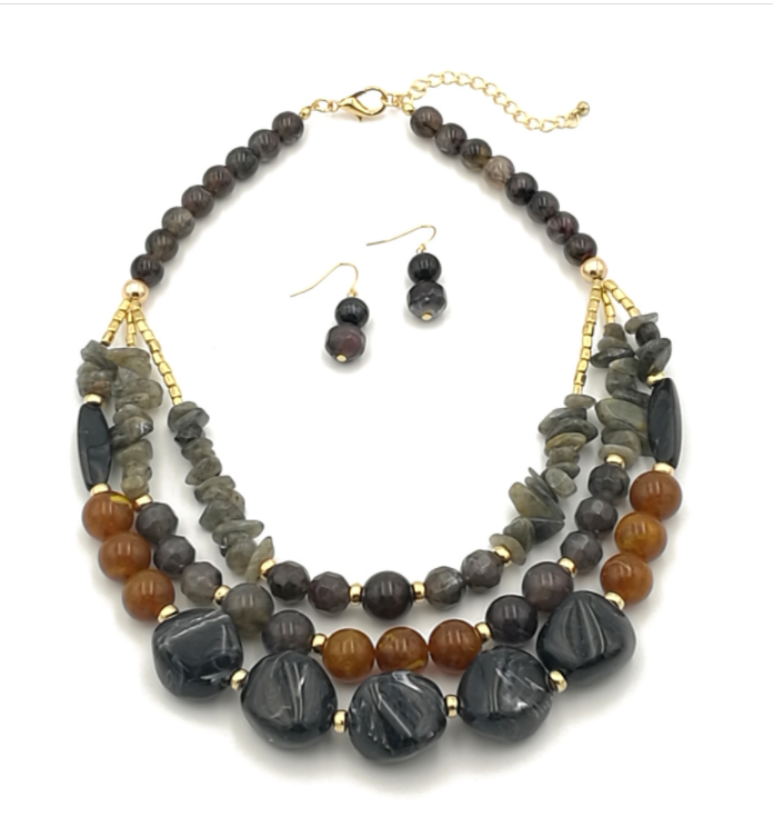 Black-Gray Necklace Set