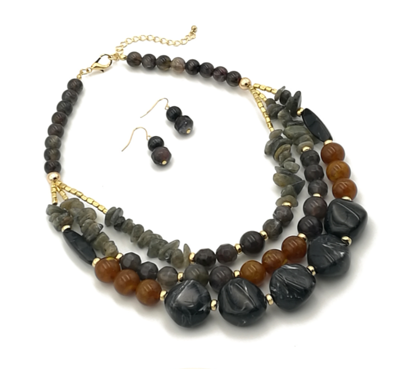 Black-Gray Necklace Set