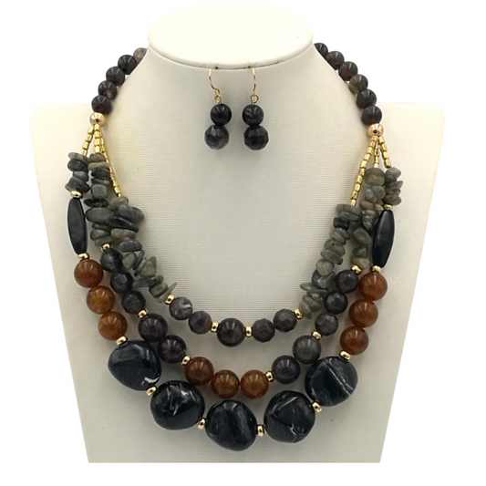 Black-Gray Necklace Set