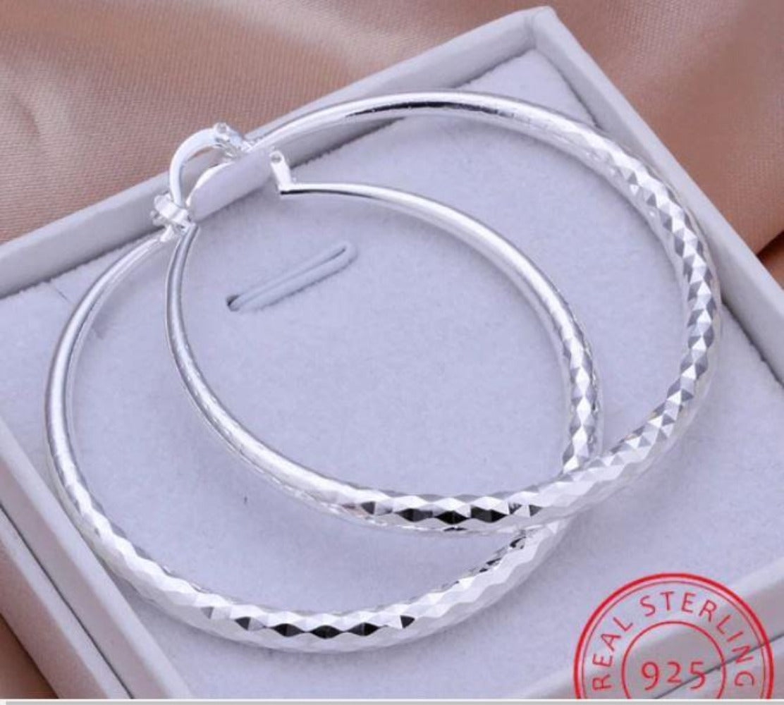 Silver Round Hoop Earrings