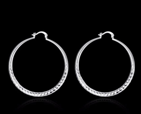 Silver Round Hoop Earrings