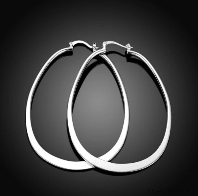 Silver Oval Hoops